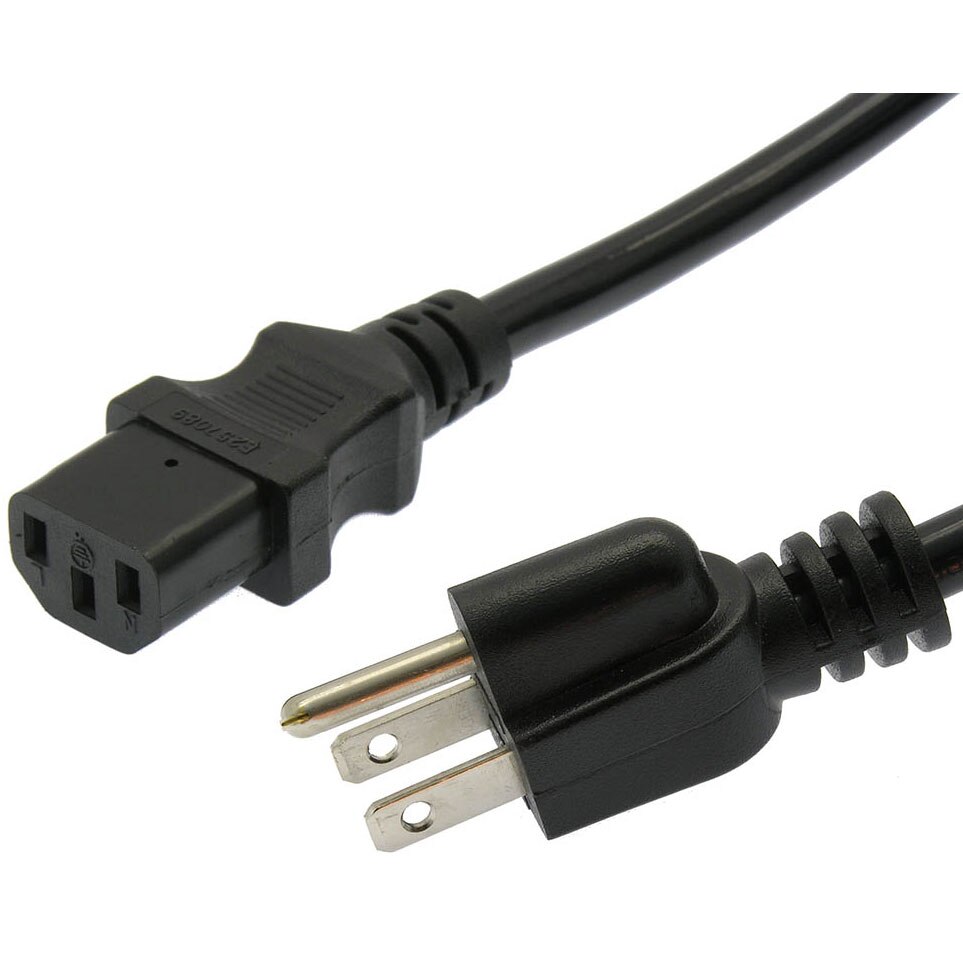 KNTK 3ft AC Power Cord – NEMA 5-15P To IEC C13, 14 AWG, 15A 125V, SJT, UL Listed